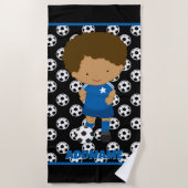 キッズサッカー名前をカスタムする ビーチタオル (正面)