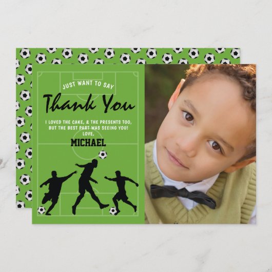 キッズサッカー誕生日ありがとう サンキューカード (正面/裏面)