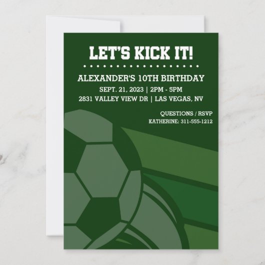 キッズサッカー誕生日パーティカスタマイズ可能招待状 招待状 (裏面)