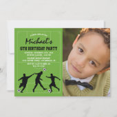 キッズサッカー誕生日パーティーの写真 招待状 (正面)