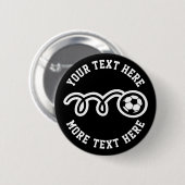 キッズサッカー誕生日パーティーの好意名前をカスタムする 缶バッジ (正面&裏面)