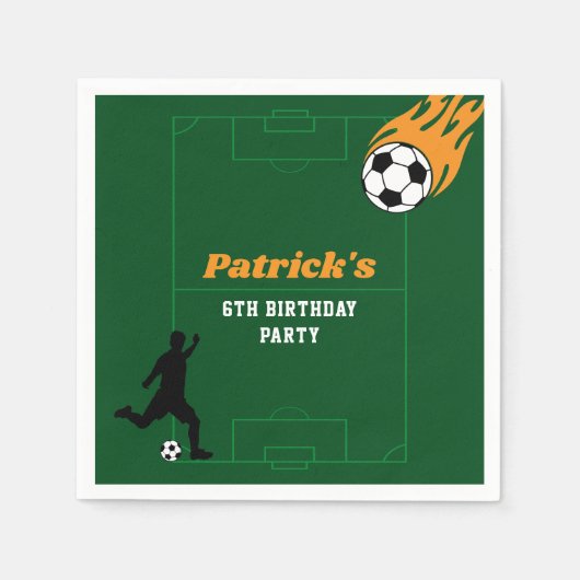 キッズサッカー誕生日パーティー スタンダードカクテルナプキン (正面)