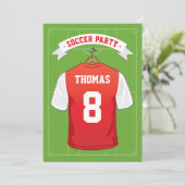 キッズサッカー誕生日パーティー |赤いジャージー 招待状 (スタンド正面)