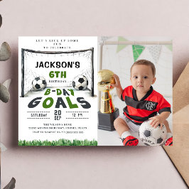 キッズサッカー誕生日写真招待状 招待状