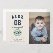 キッズサッカー誕生日招待状と写真 招待状 (正面/裏面)