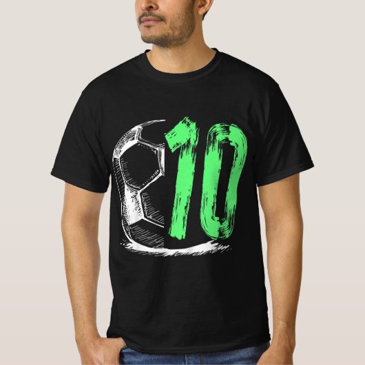 キッズサッカー10歳の男の子の誕生日パーティー Tシャツ (正面)