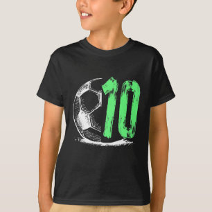 キッズサッカー10歳の男の子の誕生日パーティー Tシャツ