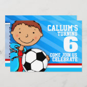 キッズサッカー/サッカースポーツの誕生日の招待状 招待状 (正面/裏面)