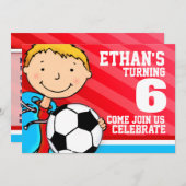 キッズサッカー/サッカースポーツの誕生日の招待状 招待状 (正面/裏面)