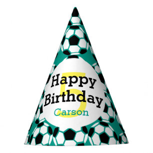 キッズサパーソナライズされたッカーボールハッピーバースデースポーツ パーティーハット