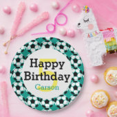 キッズサパーソナライズされたッカーボールハッピーバースデースポーツ ペーパープレート (パーティー)