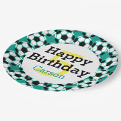 キッズサパーソナライズされたッカーボールハッピーバースデースポーツ ペーパープレート (アングル)