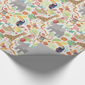 キッズサファリアニマルバースデーパーティー，おもしろいジャングル ラッピングペーパー (角)