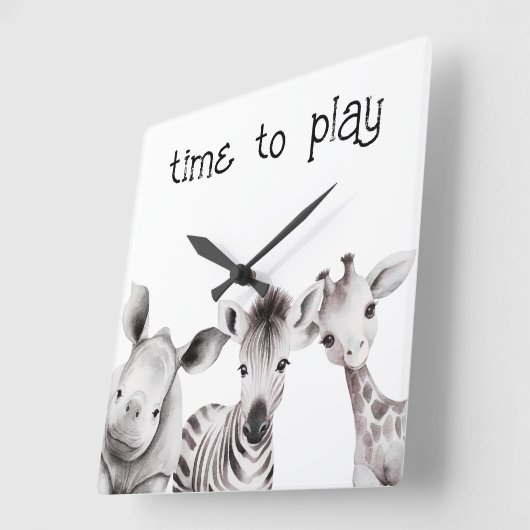 キッズサファリパーソナライズされたテーマ時計 スクエア壁時計 (傾斜)