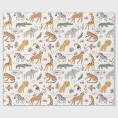 キッズサファリパーソナライズされた ラッピングペーパー (フラット)