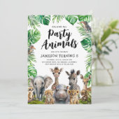 キッズサファリパーティー動物誕生日 招待状 (スタンド正面)
