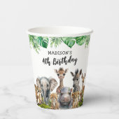 キッズサファリパーティー動物誕生日 紙コップ (裏面)