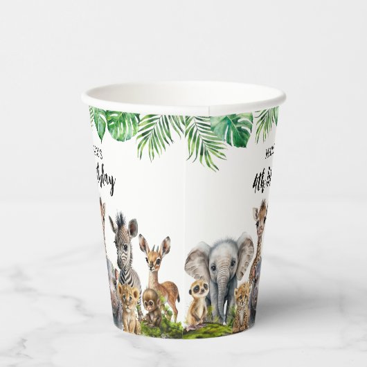 キッズサファリパーティー動物誕生日 紙コップ (右)