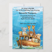 キッズサファリ動物ボート乗り誕生日パーティー 招待状 (正面)