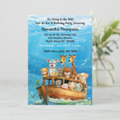 キッズサファリ動物ボート乗り誕生日パーティー 招待状 (スタンド正面)