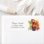 キッズサマーウォーターカラーオウム差出人住所 ラベル (インサイチュ)