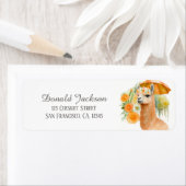 キッズサマーウォーターカラーラマと傘 ラベル (インサイチュ)