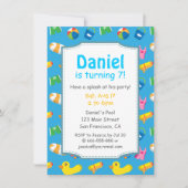 キッズサマースプラッシュ誕生日プールパーティの招待状 招待状 (正面)