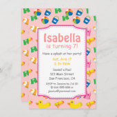 キッズサマースプラッシュ誕生日プールパーティの招待状 招待状 (正面/裏面)