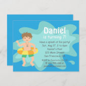 キッズサマースプラッシュ誕生日プールパーティの招待状 招待状 (正面/裏面)