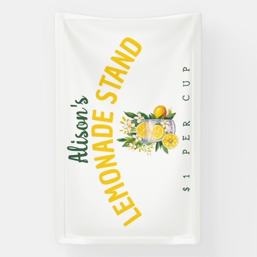 キッズサマーパーソナライズされたレモネードスタンドバナー 横断幕 (縦)