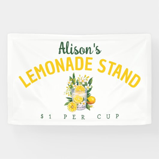 キッズサマーパーソナライズされたレモネードスタンドバナー 横断幕 (横)