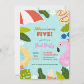 キッズサマー誕生日プールパーティー 招待状 (正面)