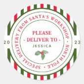 キッズサンタのワークショップ北極クリスマスプレゼント ラウンドシール (正面)