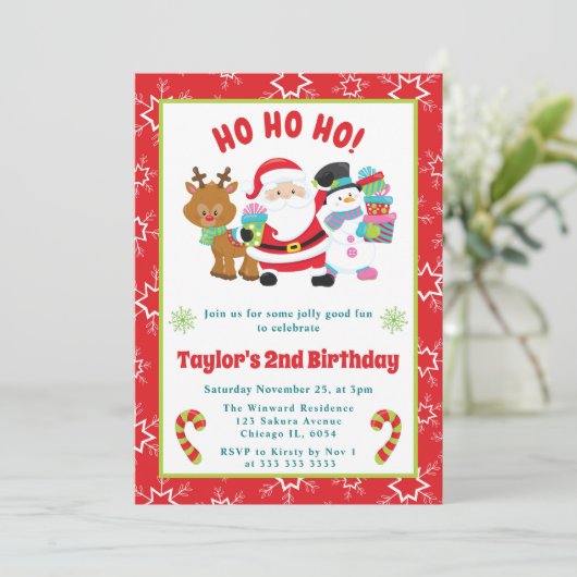 キッズサンタアンドフレンズクリスマス誕生日 招待状 (スタンド正面)