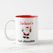 キッズサンタパーソナライズされたークリスマスホットココア ツートーンマグカップ (左)