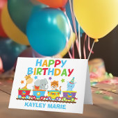 キッズサーカスアニマルトレインキュートカスタム誕生日 カード
