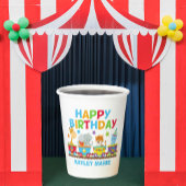 キッズサーカスアニマルトレインキュートカスタム誕生日 紙コップ