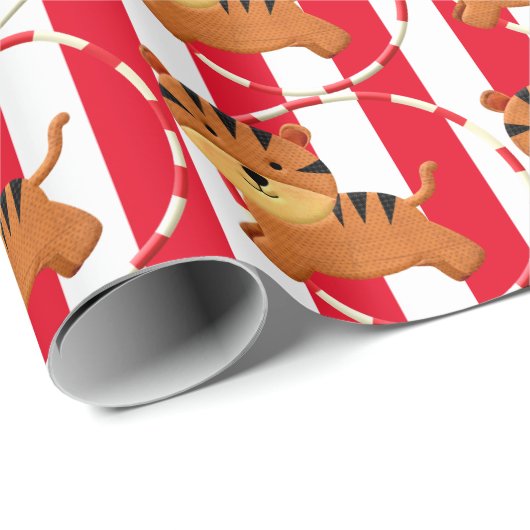 キッズサーカスカーニバル誕生日パーティーの漫画の動物 ラッピングペーパー (ロールコーナー)
