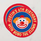 キッズサーカスピエロバースデーパーティ招待状 招待状 (正面/裏面)