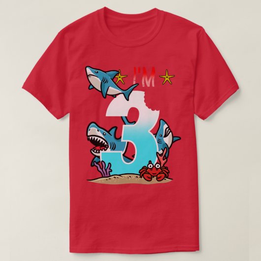キッズサードバースデーシャーク水中キッズボーイズ Tシャツ (デザイン正面)