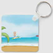キッズサーフィン熱帯ビーチおもしろい夏海 キーホルダー (裏面)