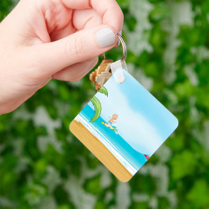 キッズサーフィン熱帯ビーチおもしろい夏海 キーホルダー