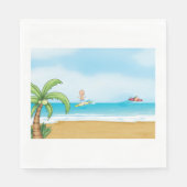 キッズサーフィン熱帯ビーチおもしろい夏海 スタンダードランチョンナプキン (正面)