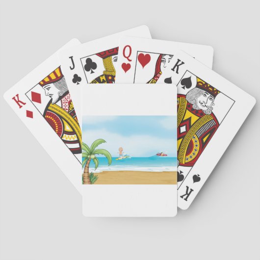 キッズサーフィン熱帯ビーチおもしろい夏海 トランプ (裏面)