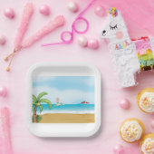 キッズサーフィン熱帯ビーチおもしろい夏海 ペーパープレート (パーティー)