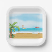 キッズサーフィン熱帯ビーチおもしろい夏海 ペーパープレート (正面)