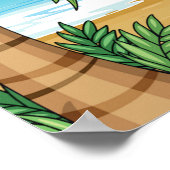 キッズサーフィン熱帯ビーチおもしろい夏海 ポスター (角)