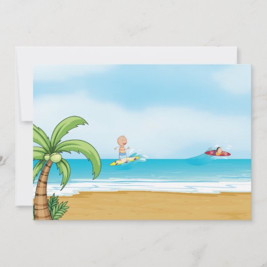 キッズサーフィン熱帯ビーチおもしろい夏海 招待状 (正面)