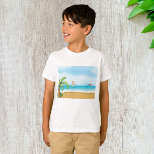 キッズサーフィン熱帯ビーチおもしろい夏海 Tシャツ