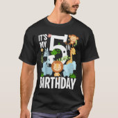 キッズザマイマイ5誕生日ジャングルズーテーマサファリJ Tシャツ (正面)